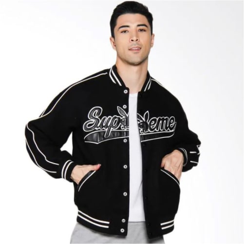 Jaket Varsity Hitam Supreme