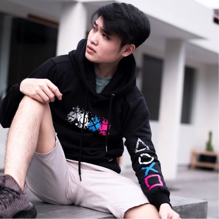 Hoodie Racing Hell Hitam Depan